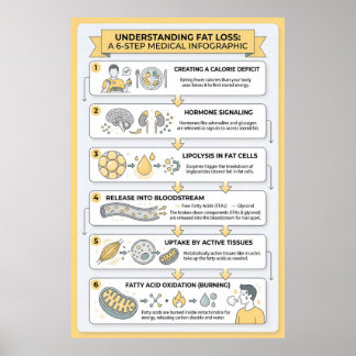 Fettabbau: Eine 6-Schritte-Medizinische Infografik Poster