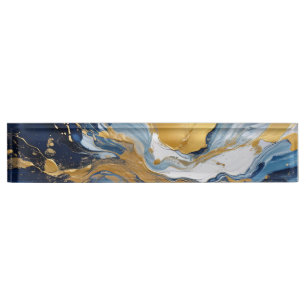 Fettabdruck von Gold und Blau Namensplakette