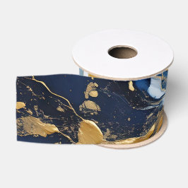 Fettabdruck von Gold und Blau Ripsband