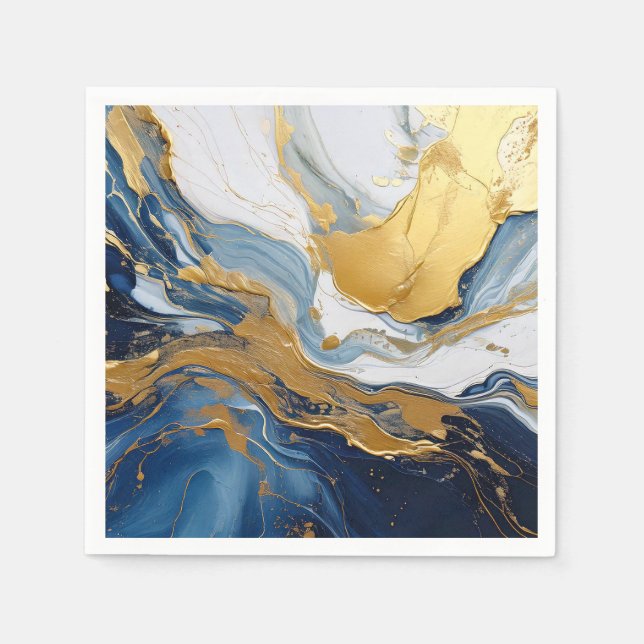 Fettabdruck von Gold und Blau Serviette (Vorderseite)