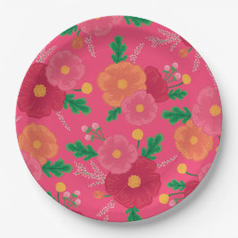 Fettblüten rosa Papierplatte Pappteller