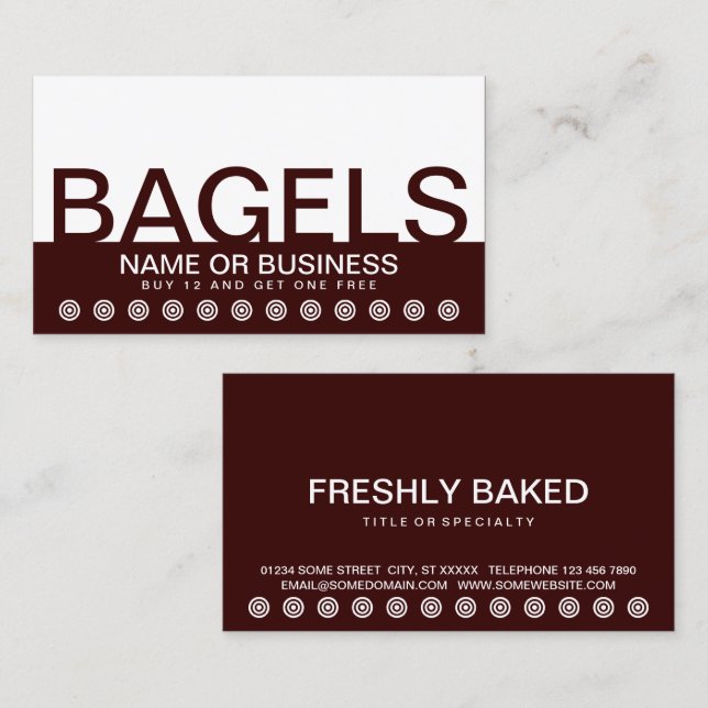 Fettdruck BAGELS Kundenbindungskarte Treuekarte (Vorne/Hinten)