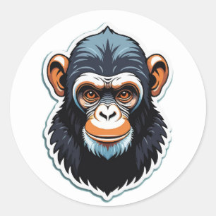 Fettdruck des Cartoon Ape Head Runder Aufkleber