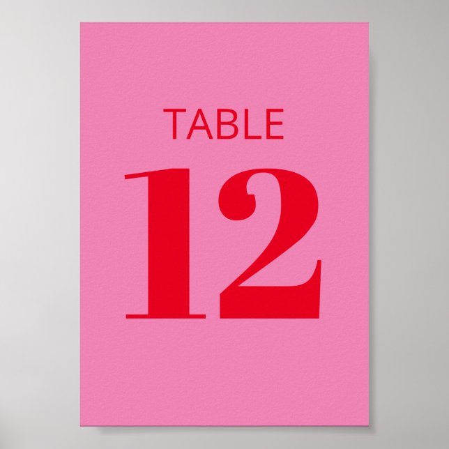 Fettdruck Typografie Rosa Moderne Tischnummer Zeic Poster (Vorne)