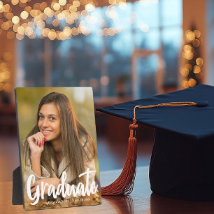 Fette Abschlussfoto-Weiß-Schrift-Overlay Fotoplatte