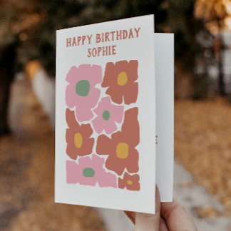Fette abstrakte Blume_ Moderne Retro-Blumen-Geburt Karte