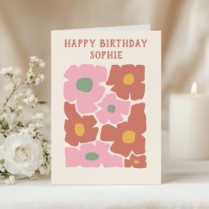 Fette abstrakte Blume_ Moderne Retro-Blumen-Geburt Karte