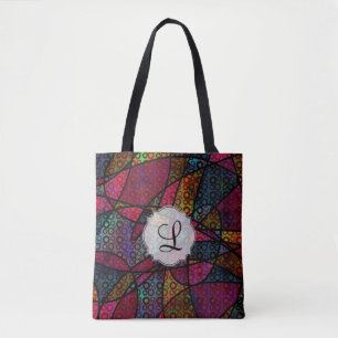 Fette abstrakte farbenfrohe digitale Kunst-Monogra Tasche