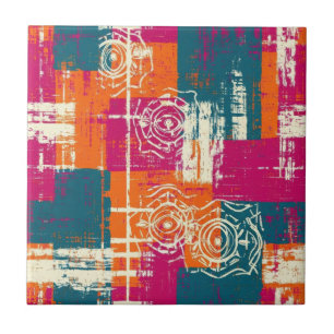 Fette abstrakte geometrische - Grunge-Pinsel-Textu Fliese