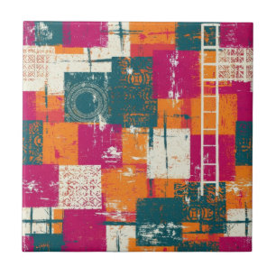 Fette abstrakte geometrische - Grunge-Pinsel-Textu Fliese