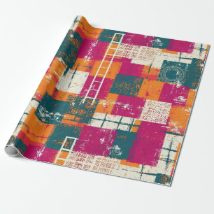 Fette abstrakte geometrische - Grunge-Pinseltextur Geschenkpapier