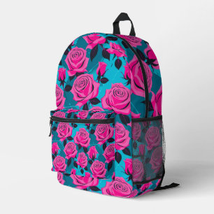 Fette abstrakte Rosen in Neonpink Bedruckter Rucksack