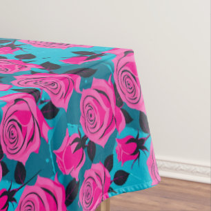 Fette abstrakte Rosen in Neonpink Tischdecke