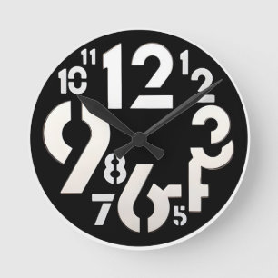 Fette abstrakte Typografie-Schablonengestaltung Runde Wanduhr