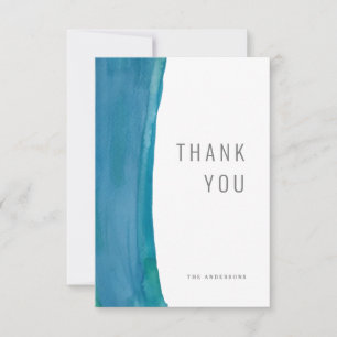Fette blaue Aquarell-Wellen-Hochzeits-Dankeskarten Dankeskarte