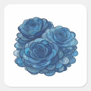 Fette Blaue Blaue Rosen Sticker Druck