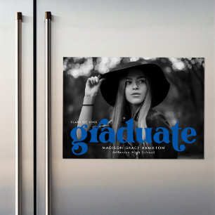 Fette blaue Typografie-Foto-Abschluss Magneteinladung