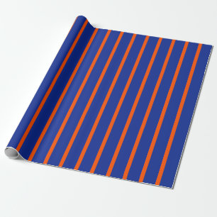 Fette blaue und orange gestreifte Streifen vertika Geschenkpapier