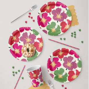 Fette Blumen Mehrfarbig  Pappteller