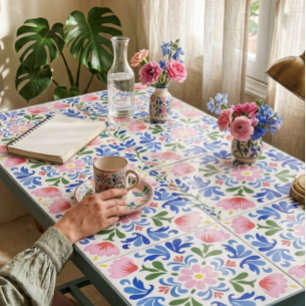 Fette Blumenelemente auf weißem Hintergrund Dekora Fliese