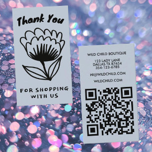 FETTE BLÜTEN BESTELLS DANK Minimal floral QR code Visitenkarte