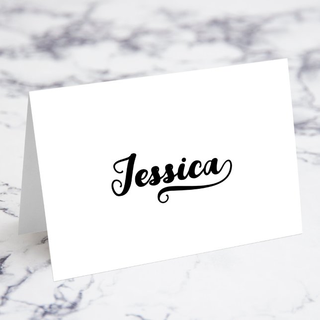 Fette Brush Script A Swash Namensplatzkarten Tischnummer (Bold Brush Script A Swash Name Place Cards)