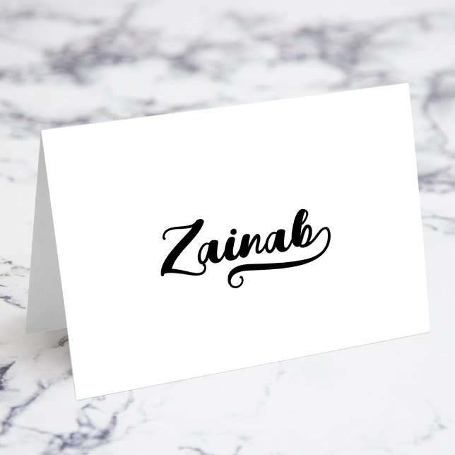 Fette Brush Script B Swash Namensplatzkarten Tischnummer (Bold Brush Script B Swash Name Place Cards)