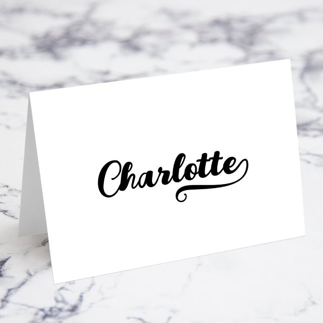 Fette Brush Script E Swash Namensplatzkarten Tischnummer (Bold Brush Script E Swash Name Place Cards)