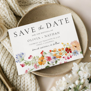 Fette Bunte Wasserfarbe Wilde Blumen Hochzeit Save The Date