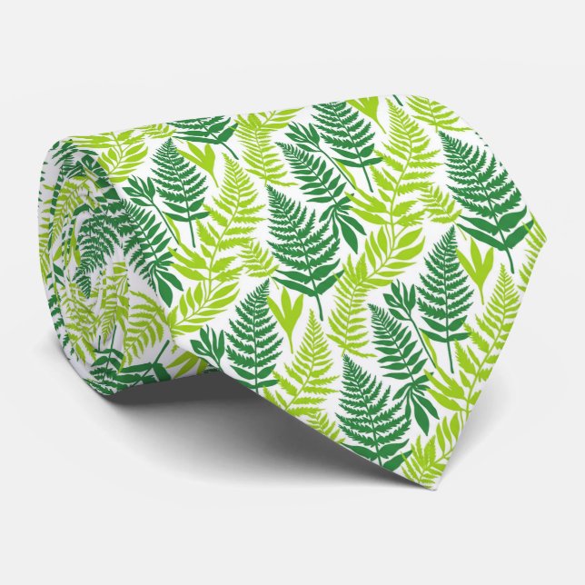 Fette Citrus-Grün Statement Botanische Farn-Muster Krawatte (Gerollt)