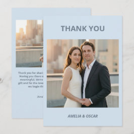Fette Cool Blau Foto Moderne Hochzeit individuell Dankeskarte