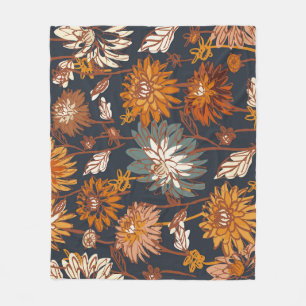 Fette Dahlie Chrysantheme chinesisches Muster Fleecedecke