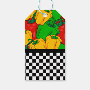 Fette dreifarbige Paprika und Schachbrett  Geschenkanhänger