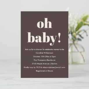 Fette erdige braune moderne lustige einfache Babyp Einladung