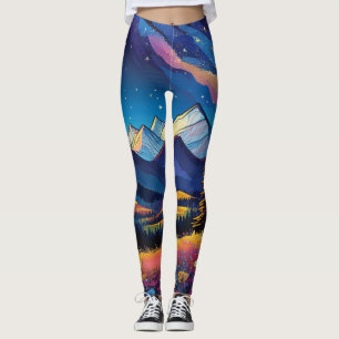 Fette Fantasy-Gebirgslandschaft Cartoon-Natur Leggings