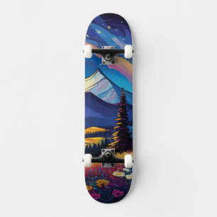 Fette Fantasy-Gebirgslandschaft Cartoon-Natur Skateboard