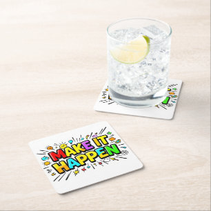 Fette farbenfrohe Motivationszitat Rechteckiger Pappuntersetzer