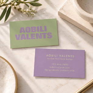 Fette farbenfrohe Retro-Typografie Lavendel Salbei Visitenkarte