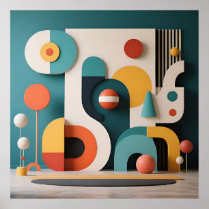 Fette Farbige Geometrische Abstraktion  Poster