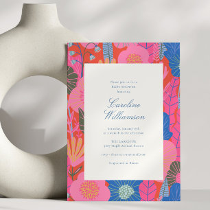 Fette Farbige Maximalistische Florale Moderne Baby Einladung