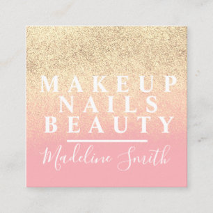 Fette Faux-Glitter-Rosa-Gold-Makeup-Artist-Nägel Quadratische Visitenkarte