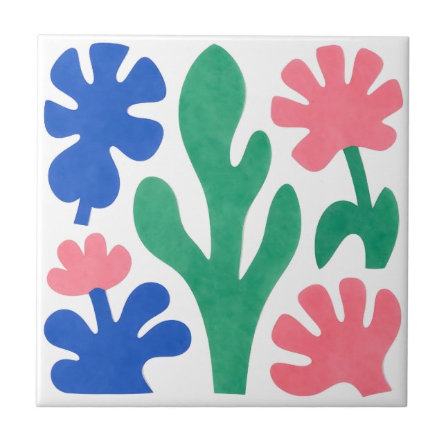 Fette florale Ausschnitte im Matisse-Stil Fliese (Vorderseite)