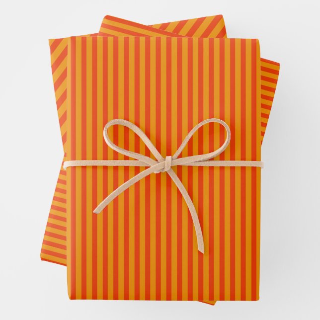 Fette Fun Simple Orange Fine Stripe Muster Geschenkpapier Set (Beispiel)