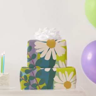 Fette Gänseblümchen-Blüte mit farbenfrohen Farbblö Geschenkpapier