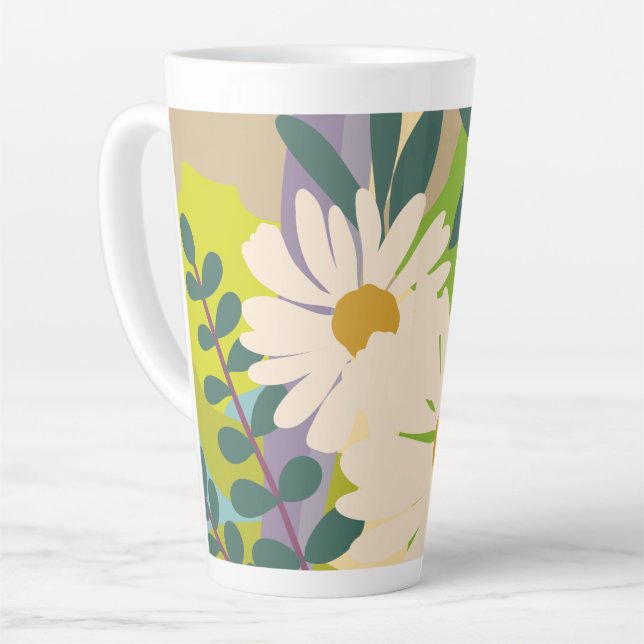 Fette Gänseblümchen-Blüte mit farbenfrohen Farbblö Milchtasse (Linke Ecke)