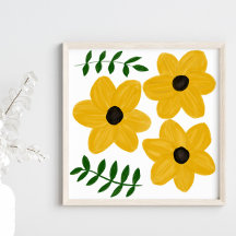 Fette gelbe moderne Blumen-Grafikmalerei
