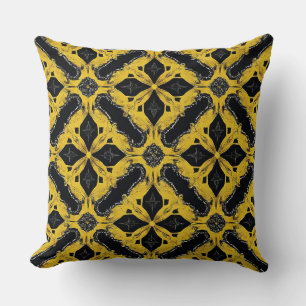 💛 Fette Gelbe Schwarze Moderne Geometrische Dekor Kissen