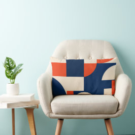 Fette geometrische Formen in Navy Orange und Dunke Lendenkissen