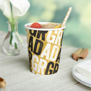 Fette GRAD-Typografie Gold Goil Abschlussfeier Pappbecher