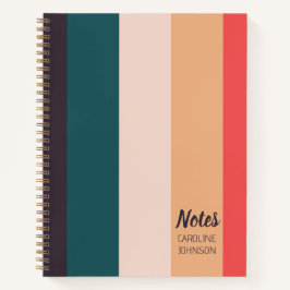 Fette grüne rosa orange Streifen Personalisiert Notizbuch